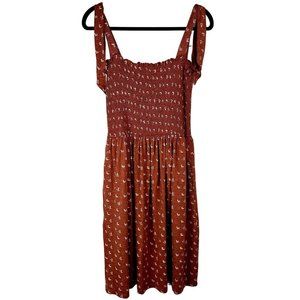 Toad&Co Women's Gemina Sleeveless Midi Dress Rust Orange Organic Cotton Size XL